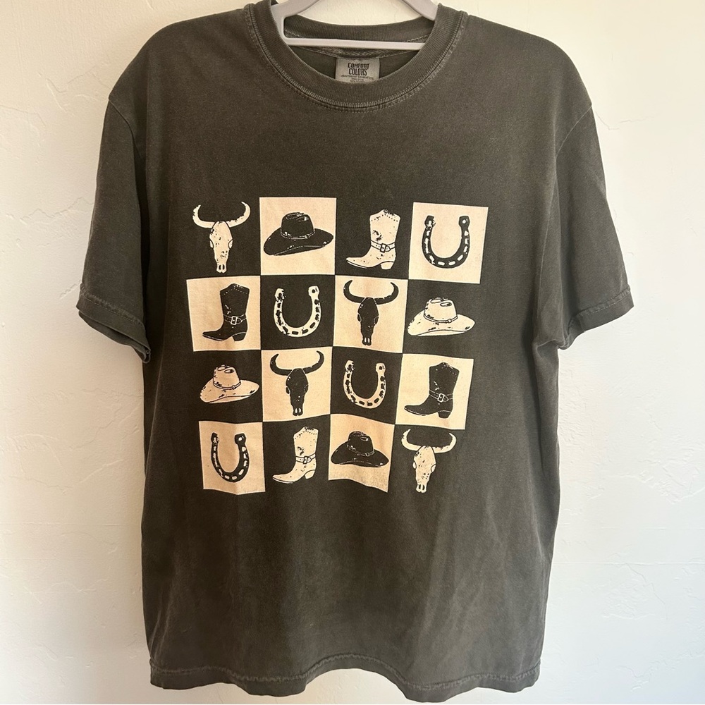 Graphic Cowboy T-Shirt in Dark Grey